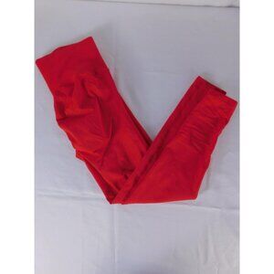 Red Leggings Womens Large Ankle High Waist Stretch Yoga Gym Athletic